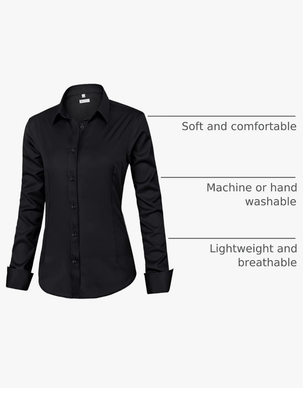 Womens Classic-Fit Dress Shirts Long Sleeve Button Down Wrinkle-Free
